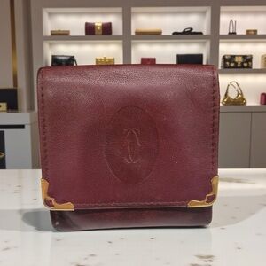 🍷👜 Authentic Cartier Paris Leather Coin Purse | Burgundy | Vintage Luxury 👜🍷